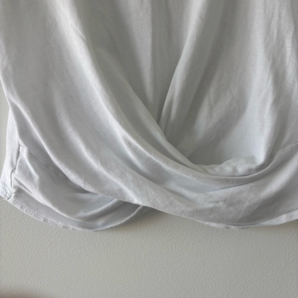 Zara Trafaluc Twisted Front Cropped Classic White Knit 100% Cotton Top Size M - Picture 5 of 7